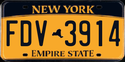 NY license plate FDV3914