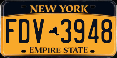 NY license plate FDV3948