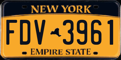 NY license plate FDV3961