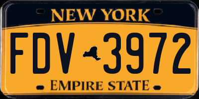 NY license plate FDV3972