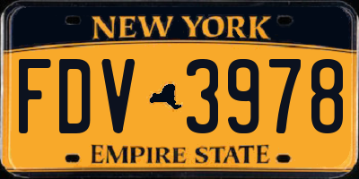 NY license plate FDV3978