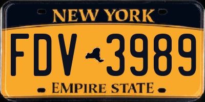 NY license plate FDV3989
