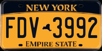 NY license plate FDV3992