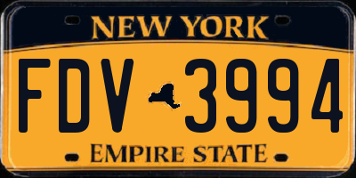 NY license plate FDV3994
