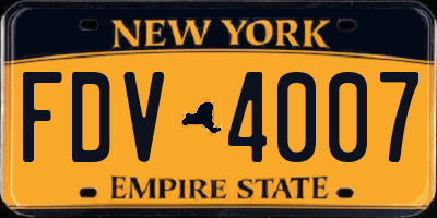 NY license plate FDV4007