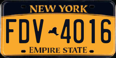 NY license plate FDV4016