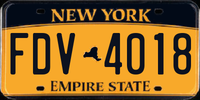 NY license plate FDV4018