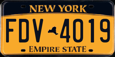 NY license plate FDV4019