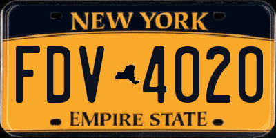 NY license plate FDV4020