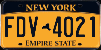 NY license plate FDV4021