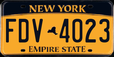 NY license plate FDV4023