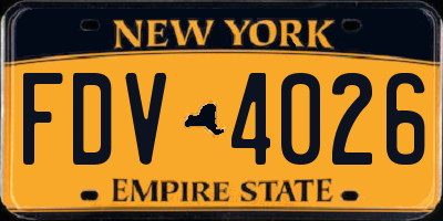 NY license plate FDV4026