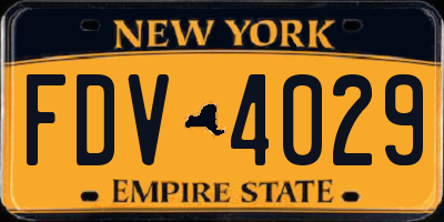 NY license plate FDV4029