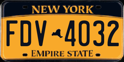 NY license plate FDV4032