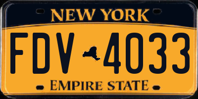 NY license plate FDV4033