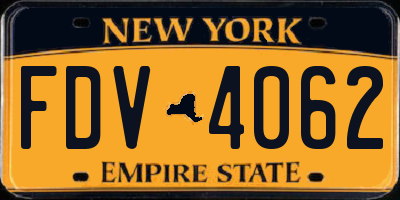 NY license plate FDV4062
