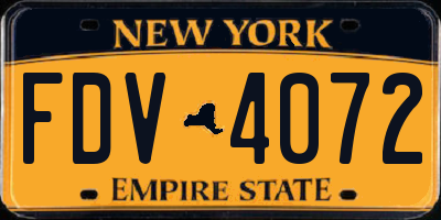 NY license plate FDV4072