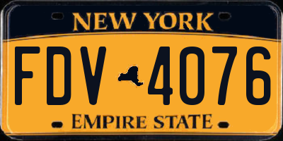 NY license plate FDV4076