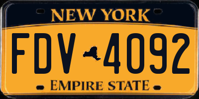 NY license plate FDV4092