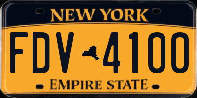 NY license plate FDV4100