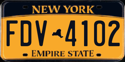 NY license plate FDV4102