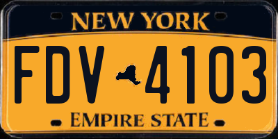 NY license plate FDV4103