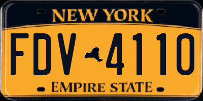 NY license plate FDV4110