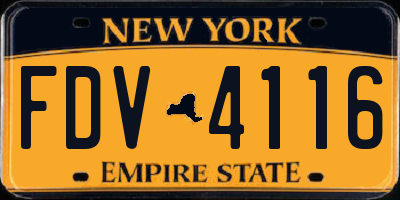 NY license plate FDV4116