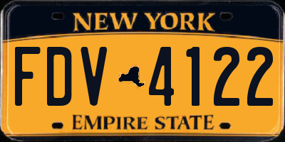 NY license plate FDV4122