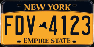 NY license plate FDV4123