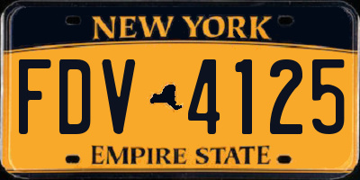 NY license plate FDV4125