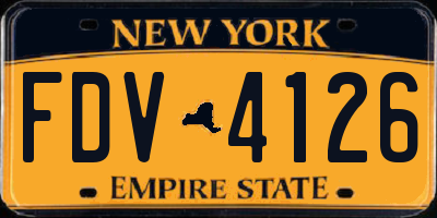 NY license plate FDV4126