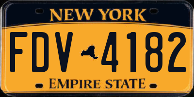 NY license plate FDV4182