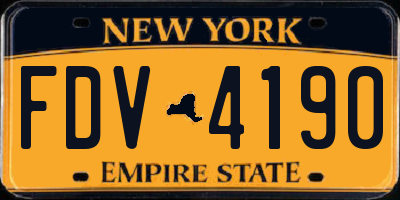 NY license plate FDV4190