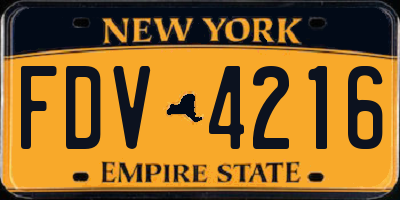 NY license plate FDV4216
