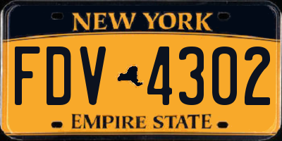 NY license plate FDV4302