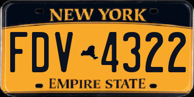 NY license plate FDV4322