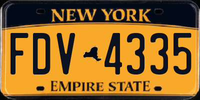 NY license plate FDV4335