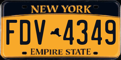NY license plate FDV4349