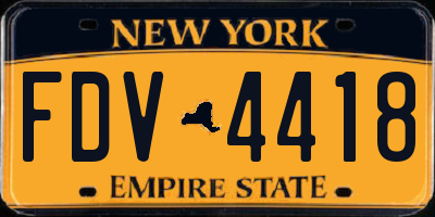 NY license plate FDV4418