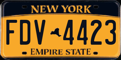 NY license plate FDV4423