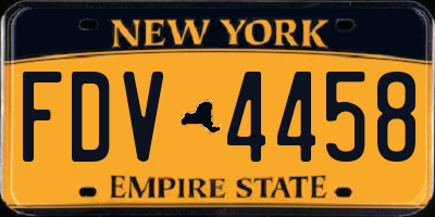 NY license plate FDV4458