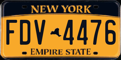 NY license plate FDV4476