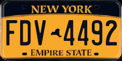 NY license plate FDV4492