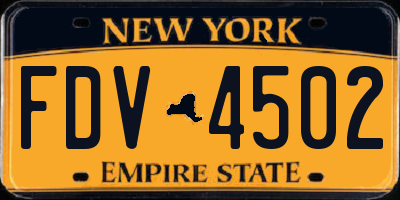 NY license plate FDV4502