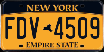 NY license plate FDV4509