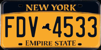 NY license plate FDV4533