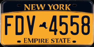 NY license plate FDV4558