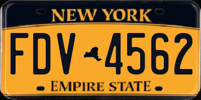 NY license plate FDV4562