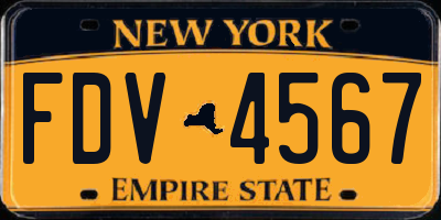 NY license plate FDV4567